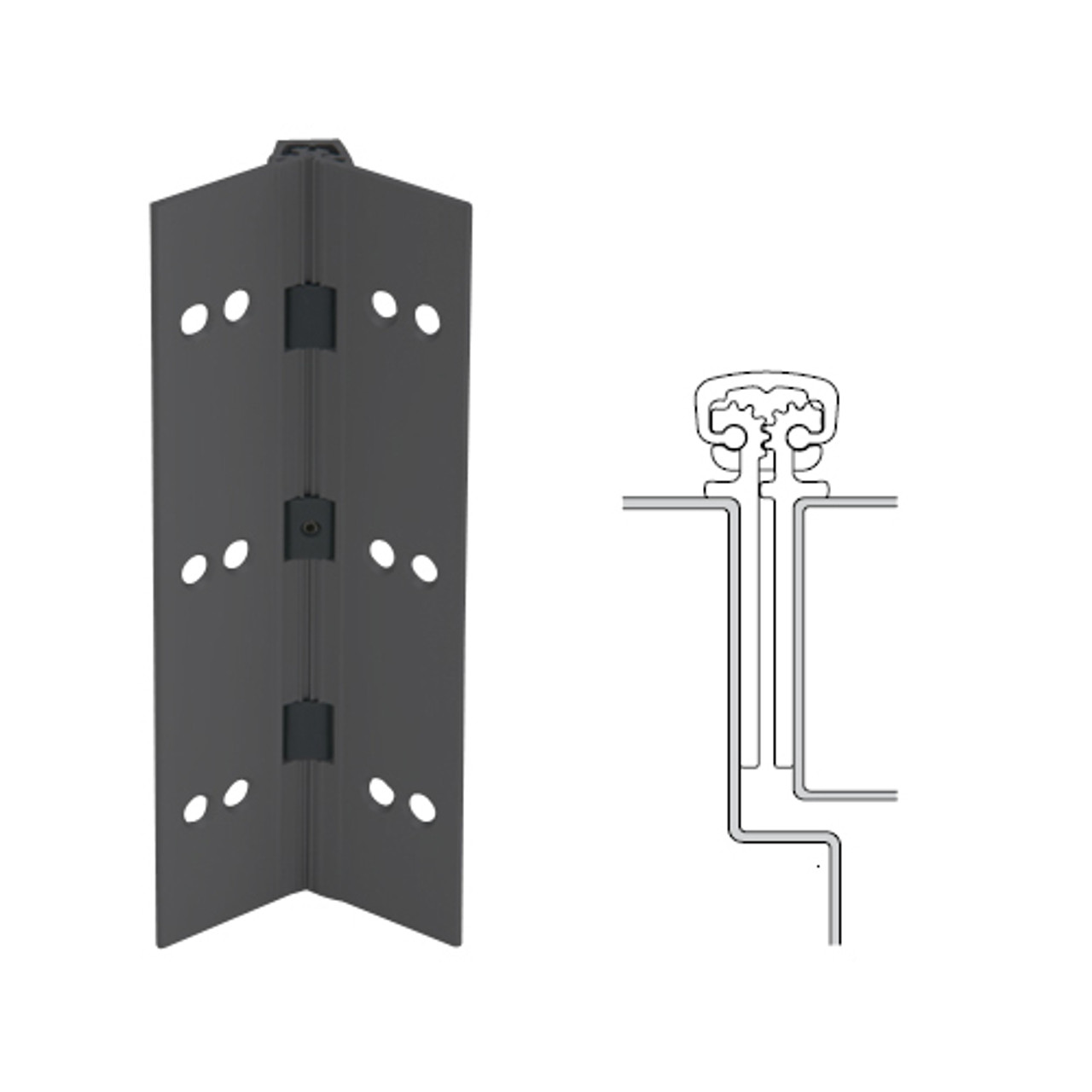 112XY-315AN-85-TEKWD IVES Full Mortise Continuous Geared Hinges with Wood Screws in Anodized Black