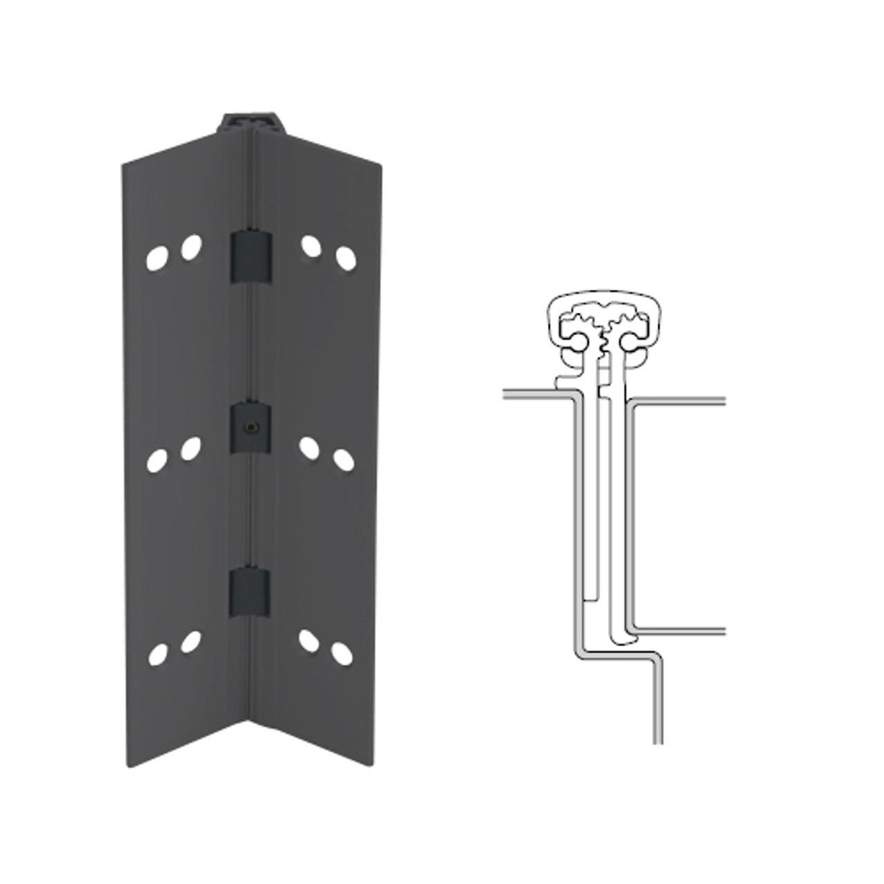 114XY-315AN-83-TEKWD IVES Full Mortise Continuous Geared Hinges with Wood Screws in Anodized Black