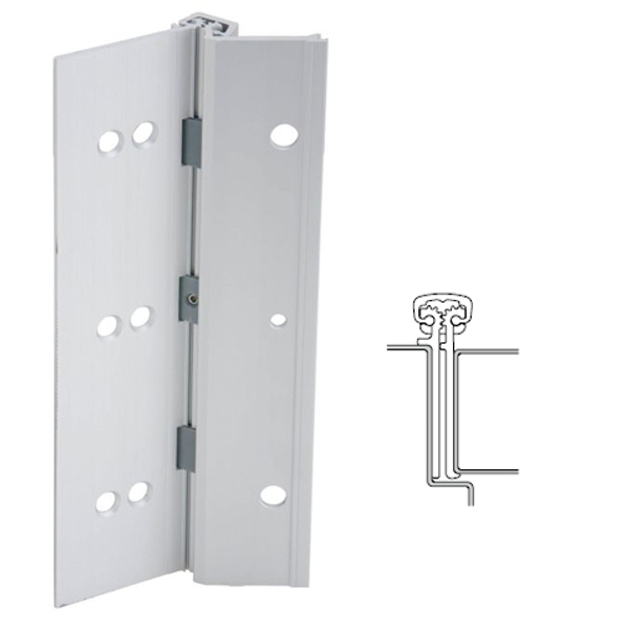 224XY-US28-83-TEKWD IVES Adjustable Full Surface Continuous Geared Hinges with Wood Screws in Satin Aluminum