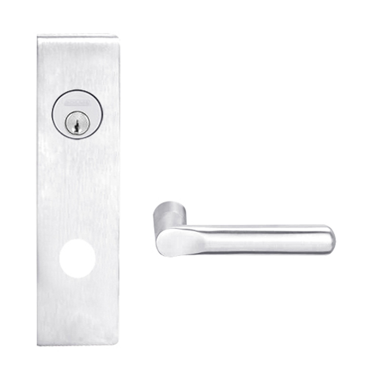 L9453L-18N-625 Schlage L Series Less Cylinder Entrance with Deadbolt Commercial Mortise Lock with 18 Cast Lever Design in Bright Chrome