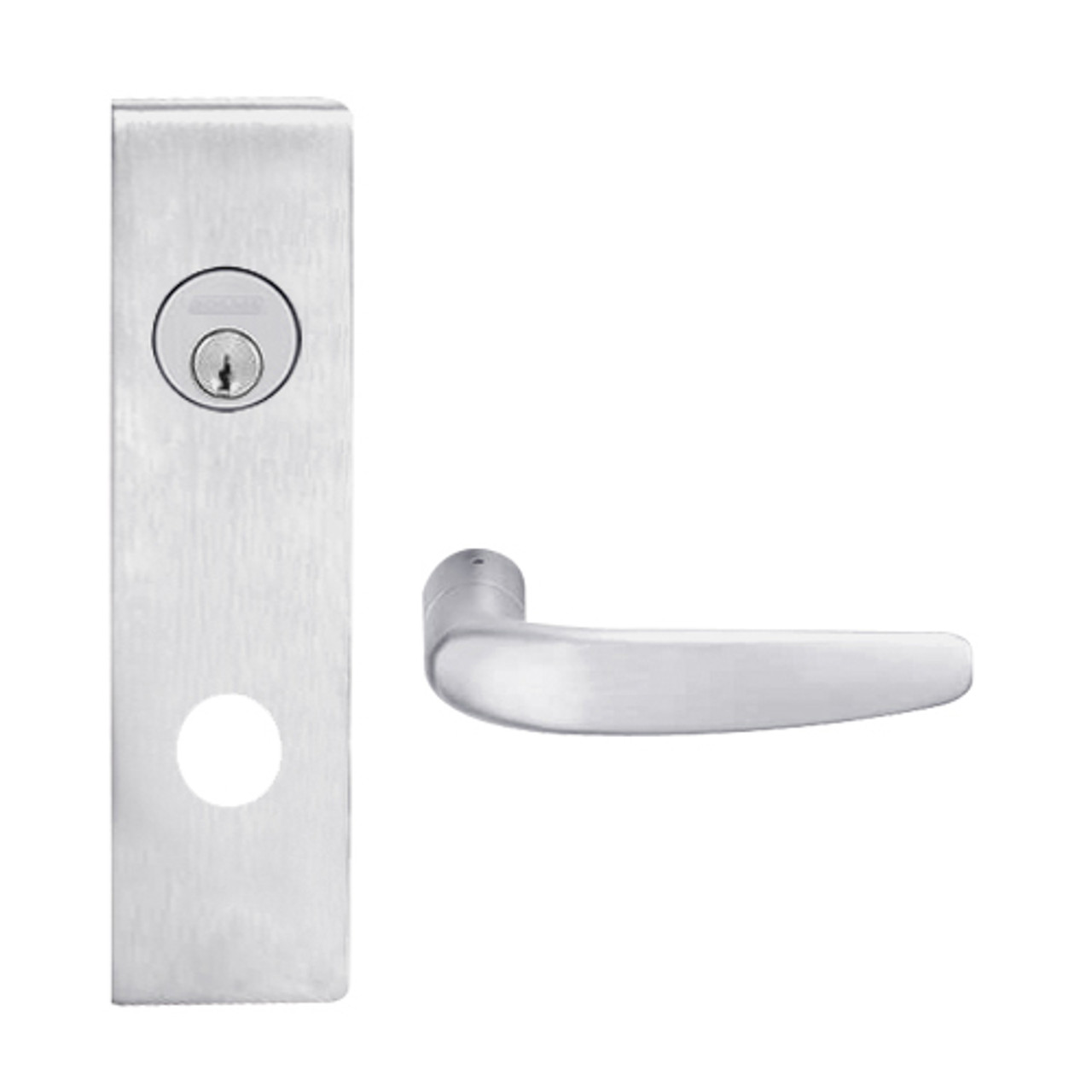 L9453L-07N-626 Schlage L Series Less Cylinder Entrance with Deadbolt Commercial Mortise Lock with 07 Cast Lever Design in Satin Chrome