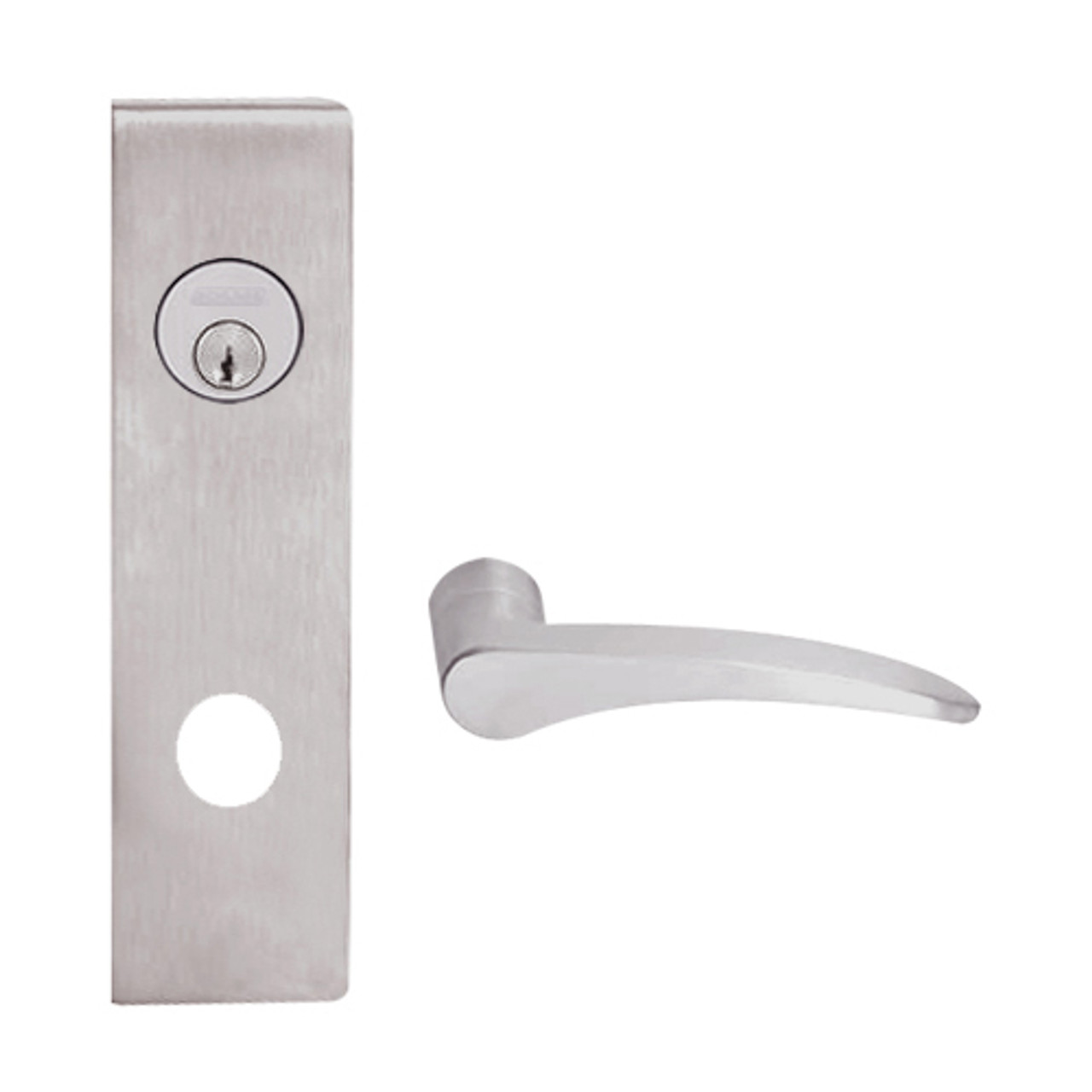 L9453L-12N-630-RH Schlage L Series Less Cylinder Entrance with Deadbolt Commercial Mortise Lock with 12 Cast Lever Design in Satin Stainless Steel