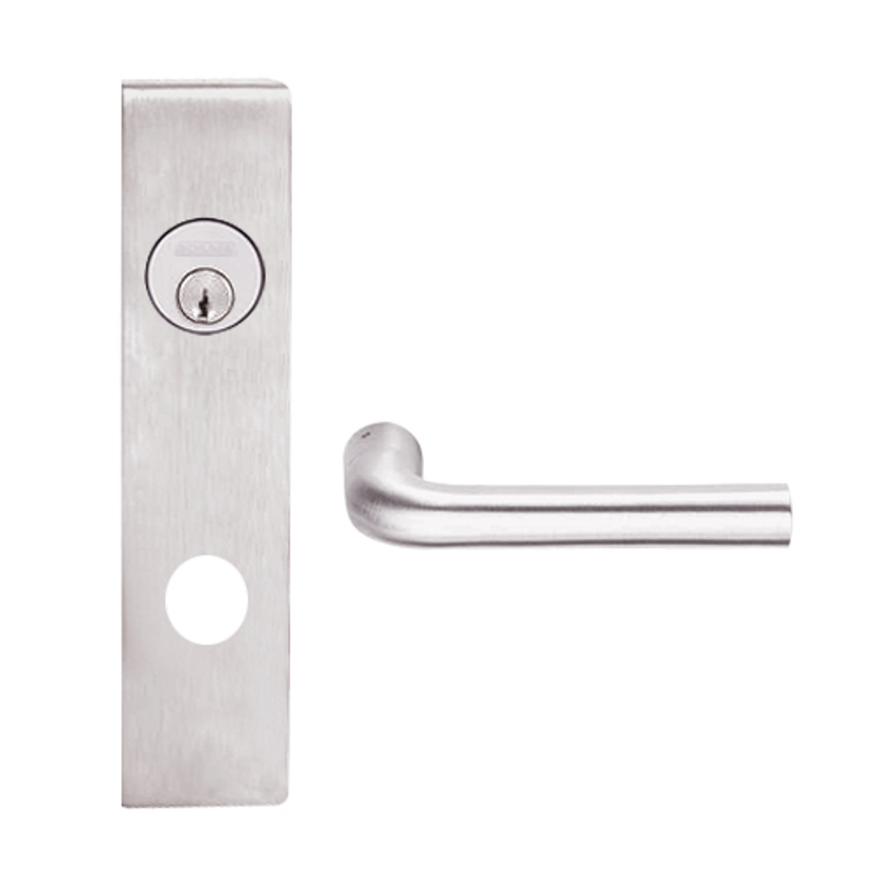 L9453L-02L-629 Schlage L Series Less Cylinder Entrance with Deadbolt Commercial Mortise Lock with 02 Cast Lever Design in Bright Stainless Steel