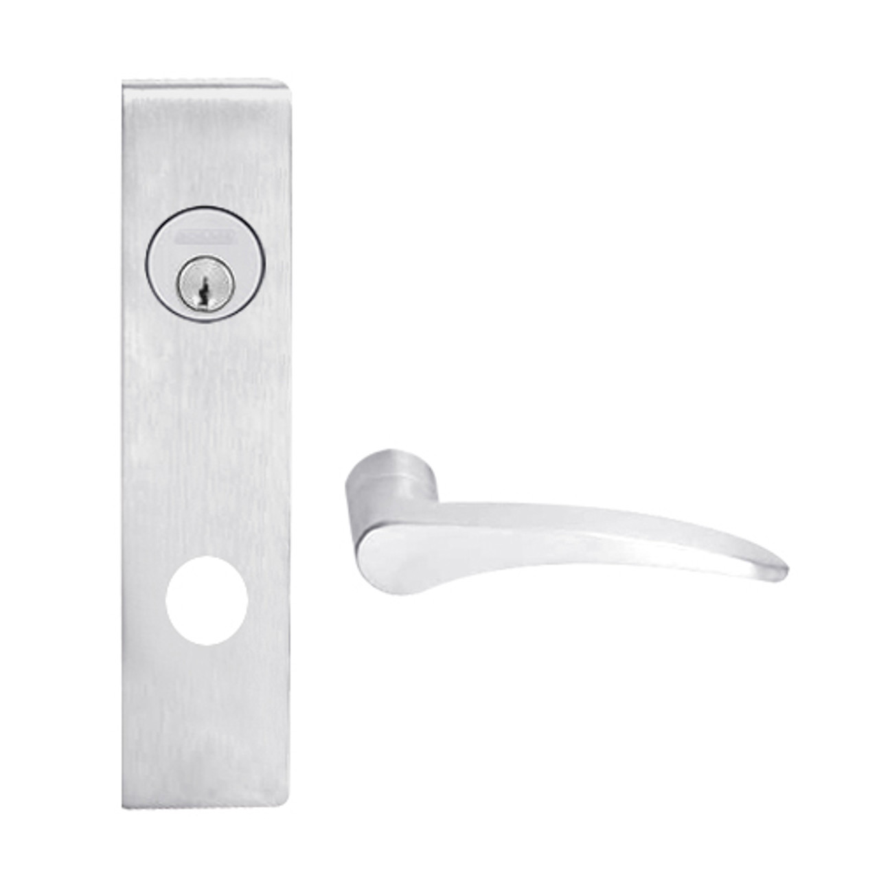 L9453L-12L-626-LH Schlage L Series Less Cylinder Entrance with Deadbolt Commercial Mortise Lock with 12 Cast Lever Design in Satin Chrome