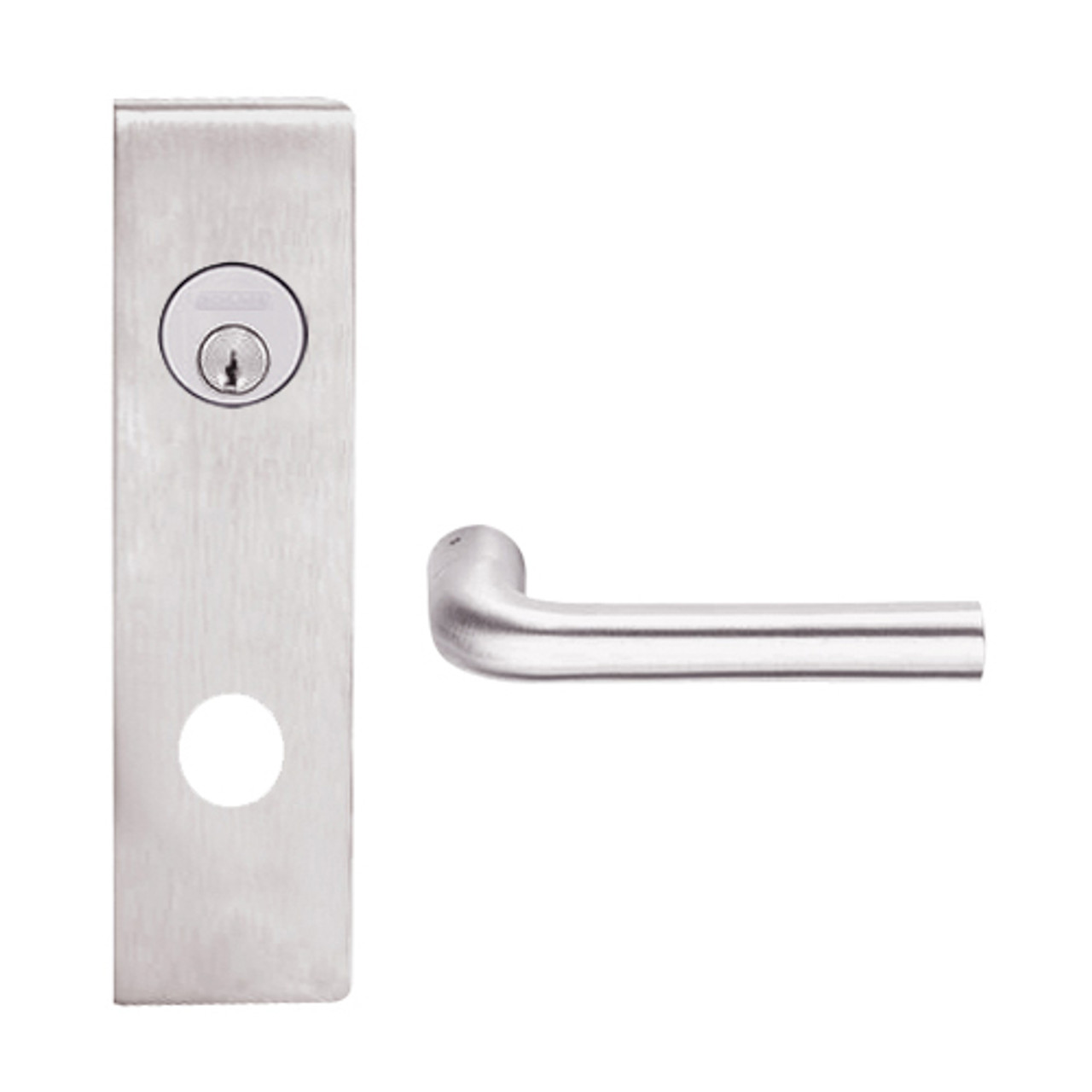 L9456L-02N-629 Schlage L Series Less Cylinder Corridor with Deadbolt Commercial Mortise Lock with 02 Cast Lever Design in Bright Stainless Steel