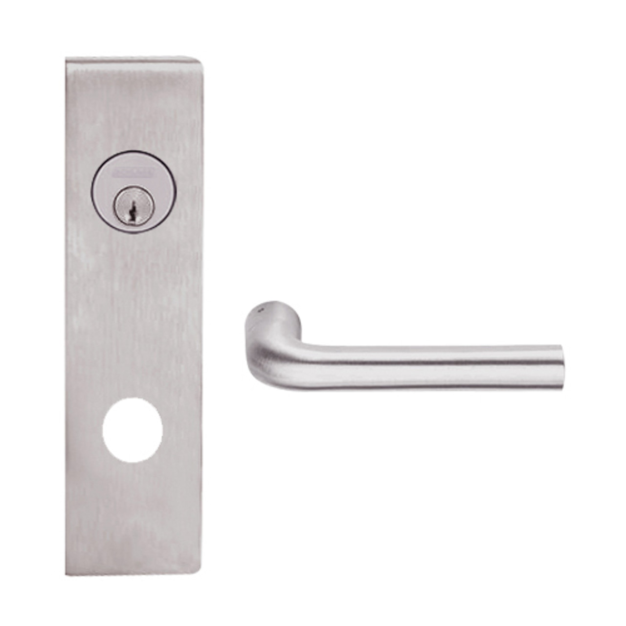 L9456L-02N-630 Schlage L Series Less Cylinder Corridor with Deadbolt Commercial Mortise Lock with 02 Cast Lever Design in Satin Stainless Steel