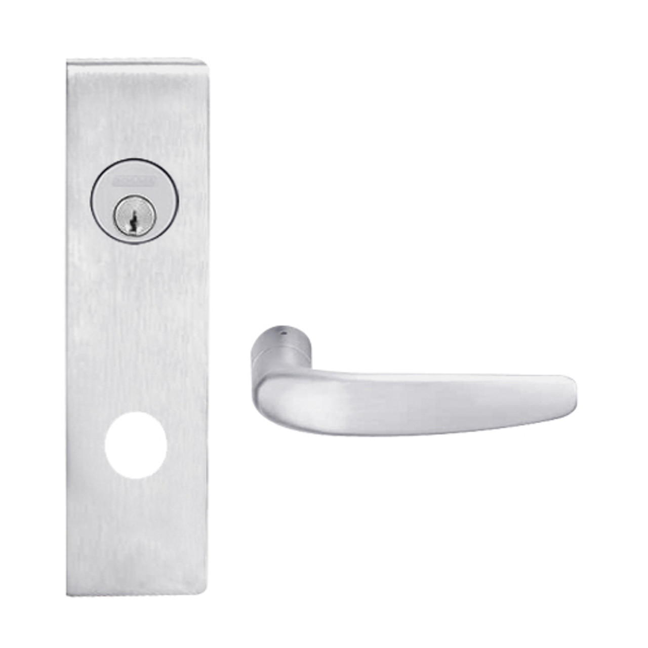 L9456L-07N-626 Schlage L Series Less Cylinder Corridor with Deadbolt Commercial Mortise Lock with 07 Cast Lever Design in Satin Chrome