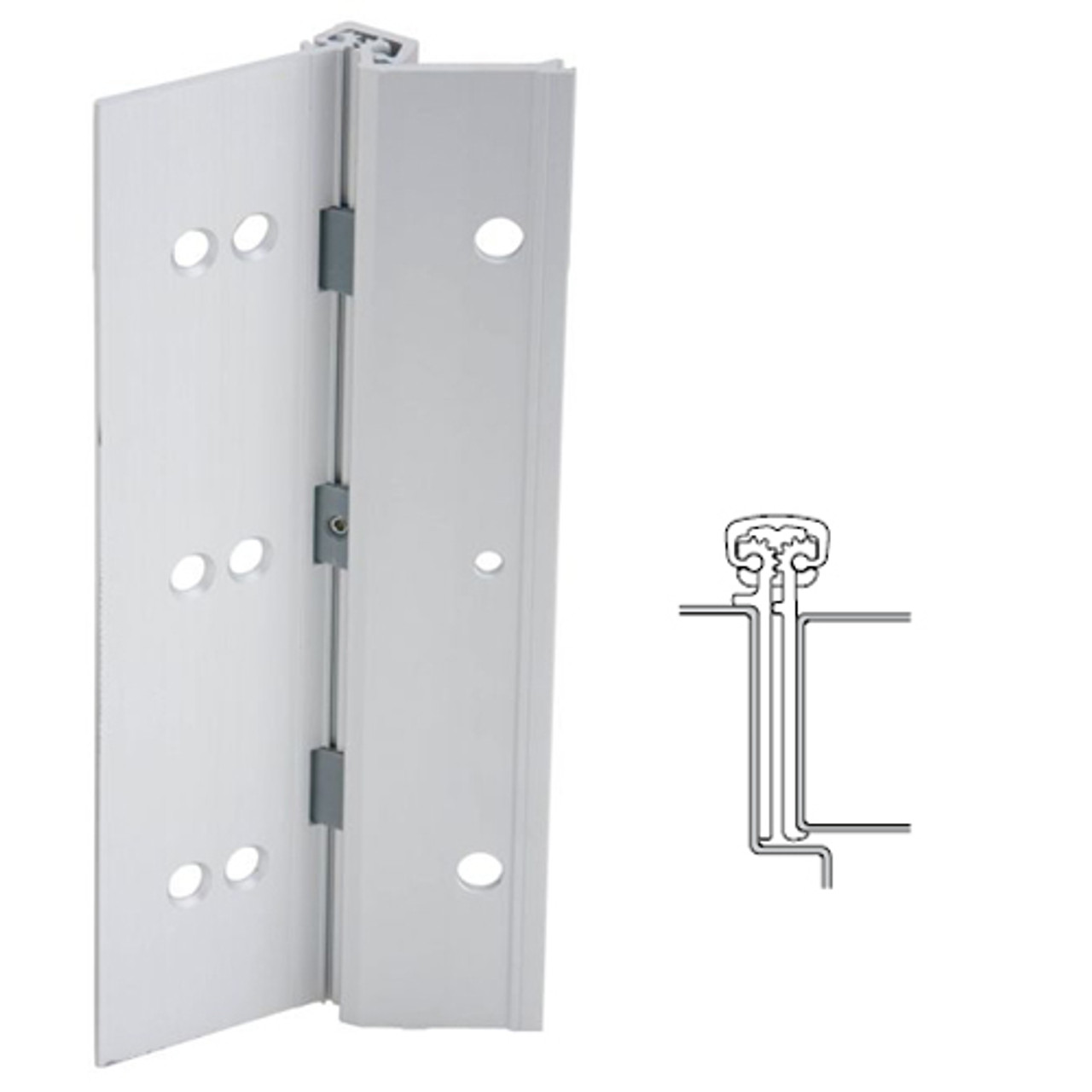 224XY-US28-85-TF IVES Adjustable Full Surface Continuous Geared Hinges with Thread Forming Screws in Satin Aluminum