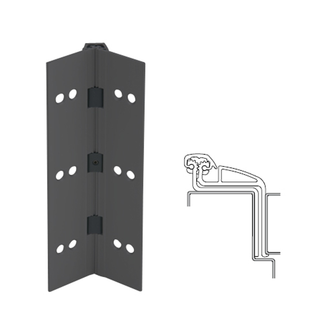 041XY-315AN-83-TF IVES Full Mortise Continuous Geared Hinges with Thread Forming Screws in Anodized Black