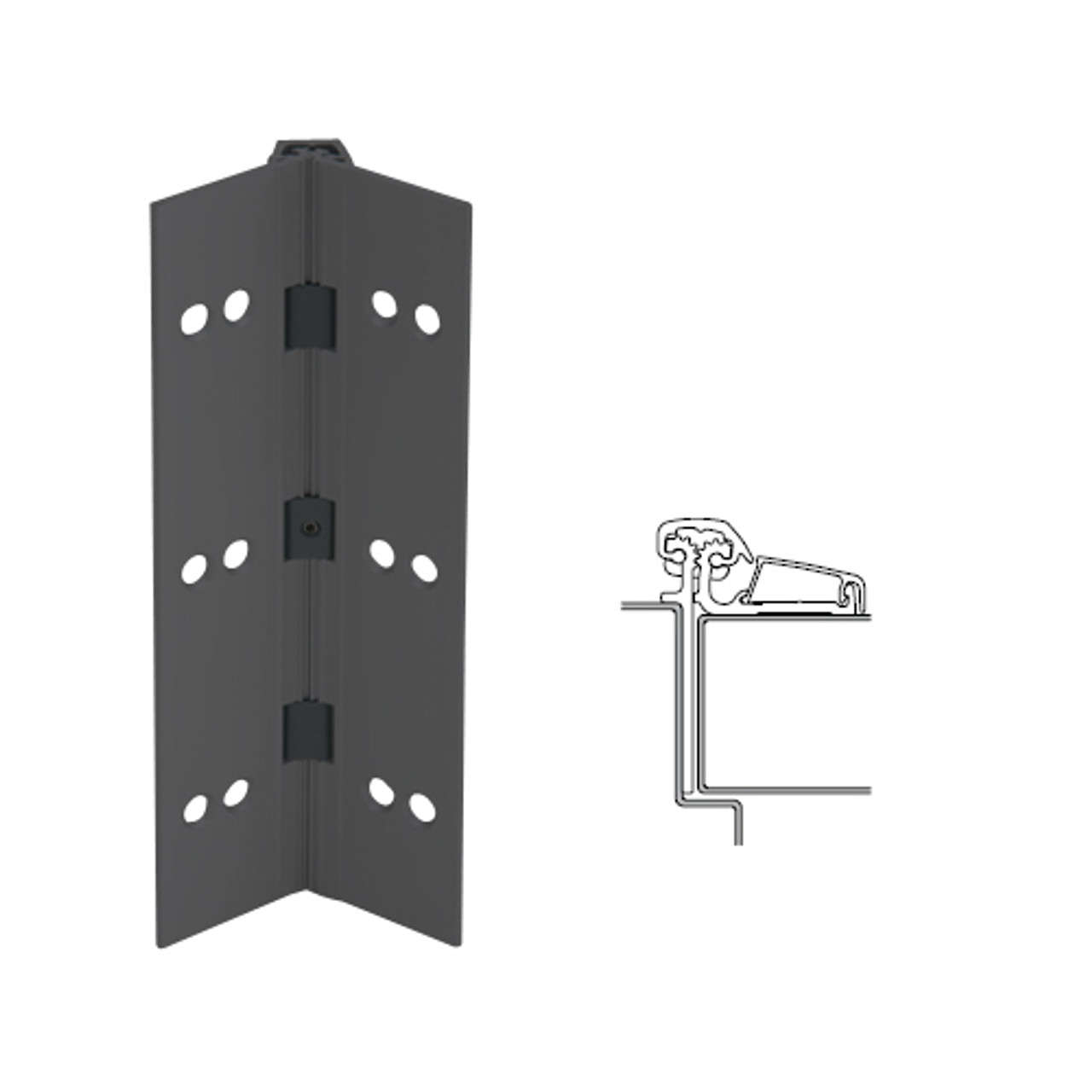 054XY-315AN-120-TF IVES Adjustable Half Surface Continuous Geared Hinges with Thread Forming Screws in Anodized Black