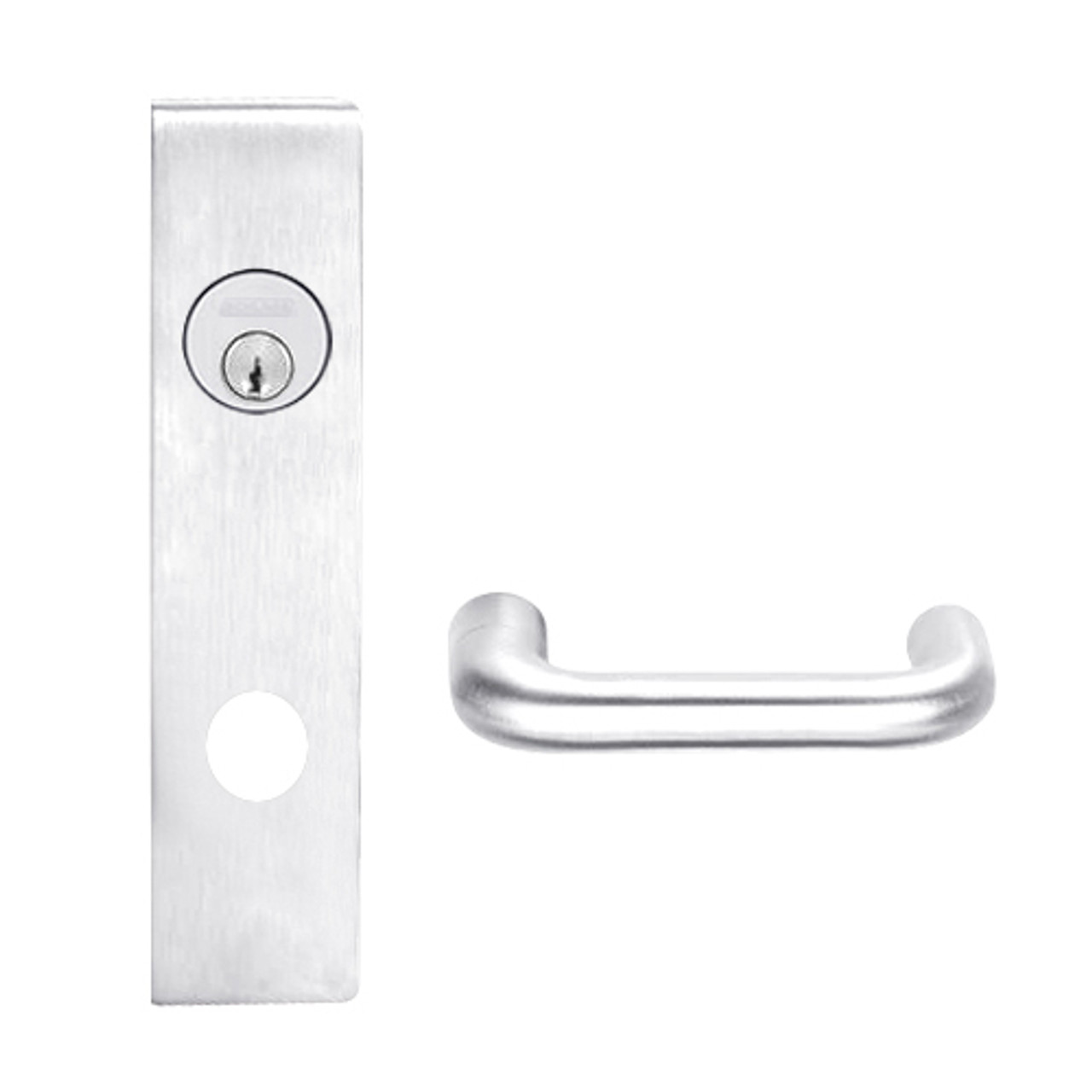 L9456L-03L-625 Schlage L Series Less Cylinder Corridor with Deadbolt Commercial Mortise Lock with 03 Cast Lever Design in Bright Chrome