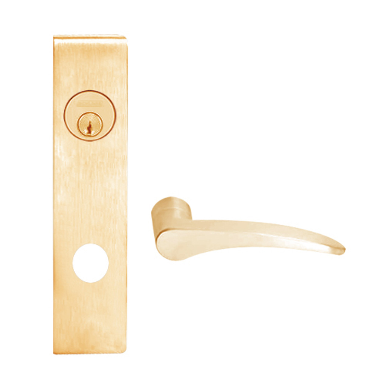 L9456L-12L-612-LH Schlage L Series Less Cylinder Corridor with Deadbolt Commercial Mortise Lock with 12 Cast Lever Design in Satin Bronze