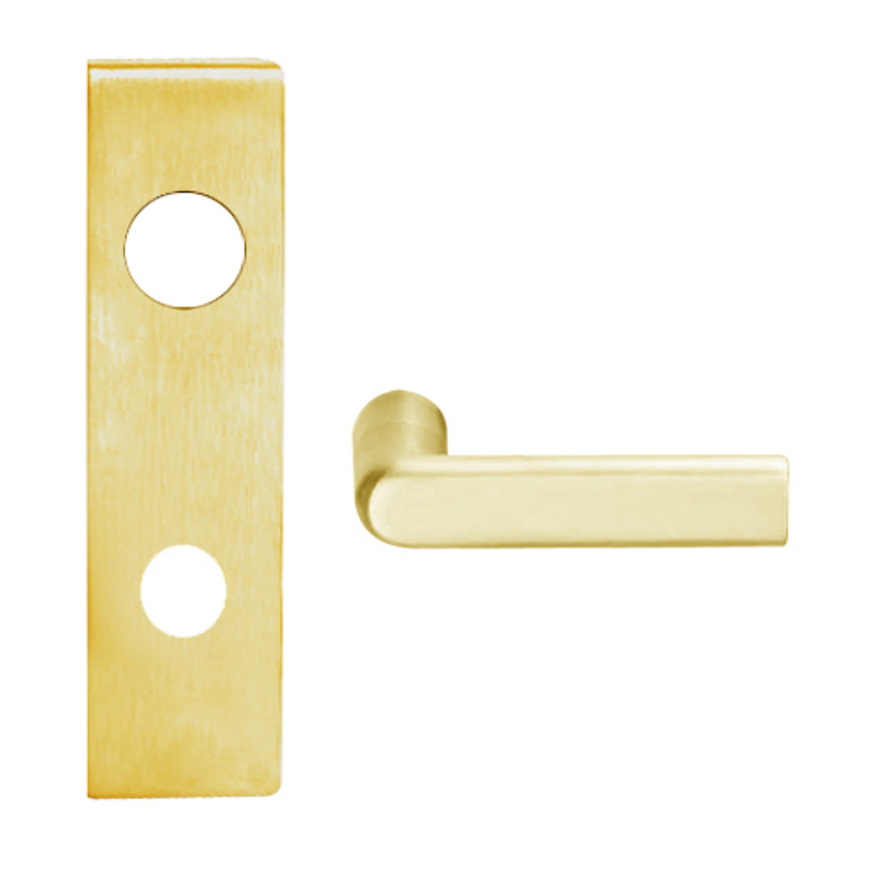 L9050BD-01N-605 Schlage L Series Entrance Commercial Mortise Lock with 01 Cast Lever Design Prepped for SFIC in Bright Brass