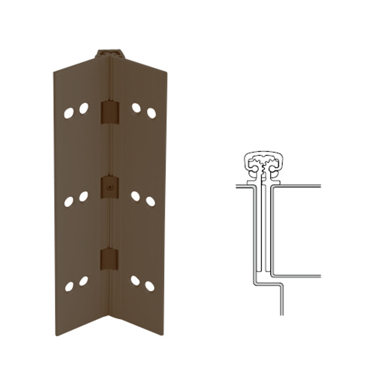 027XY-313AN-120-TFWD IVES Full Mortise Continuous Geared Hinges with Thread Forming Screws in Dark Bronze Anodized