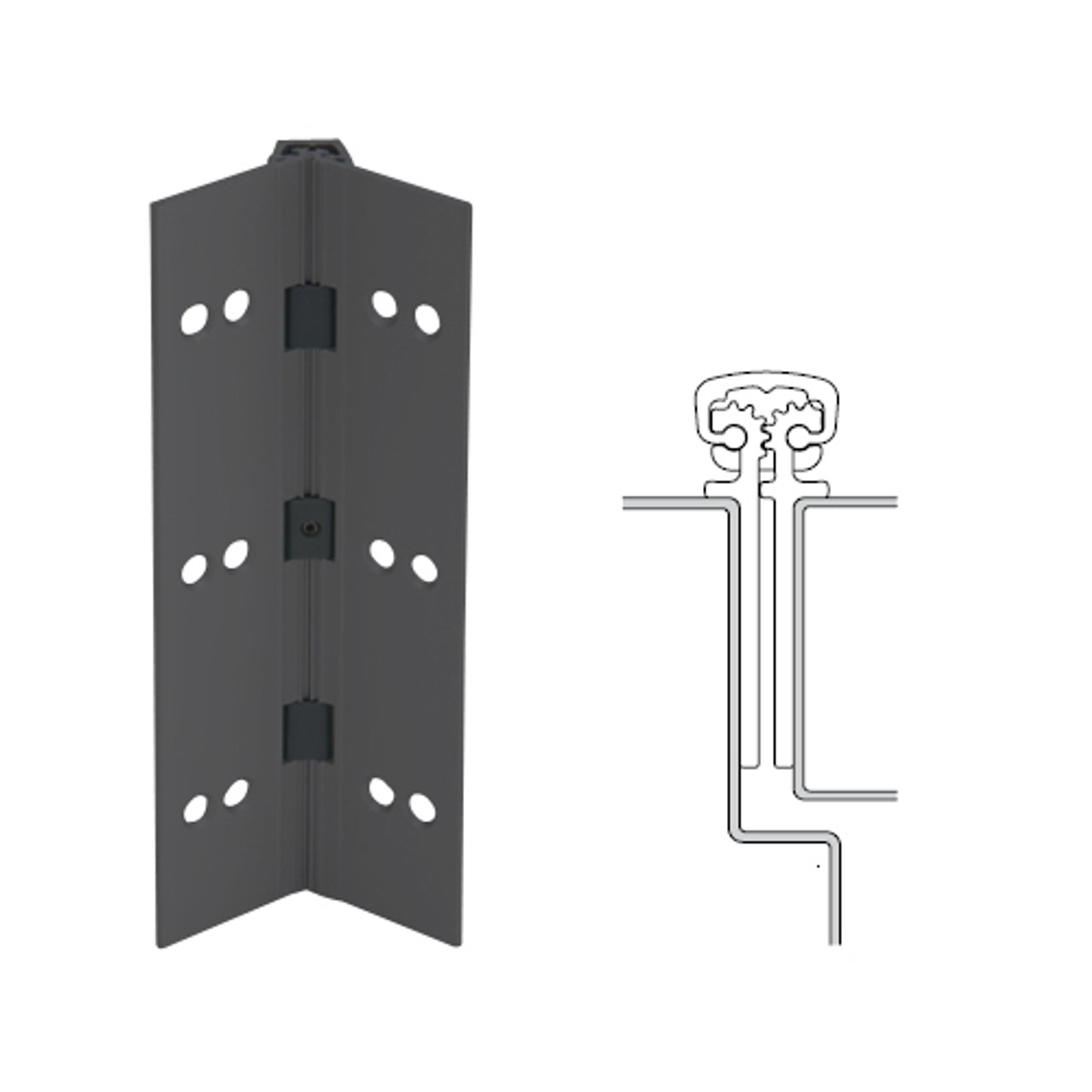 112XY-315AN-85-TFWD IVES Full Mortise Continuous Geared Hinges with Thread Forming Screws in Anodized Black