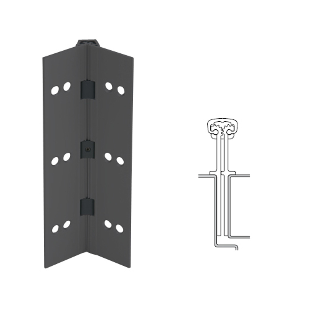 040XY-315AN-120-TFWD IVES Full Mortise Continuous Geared Hinges with Thread Forming Screws in Anodized Black