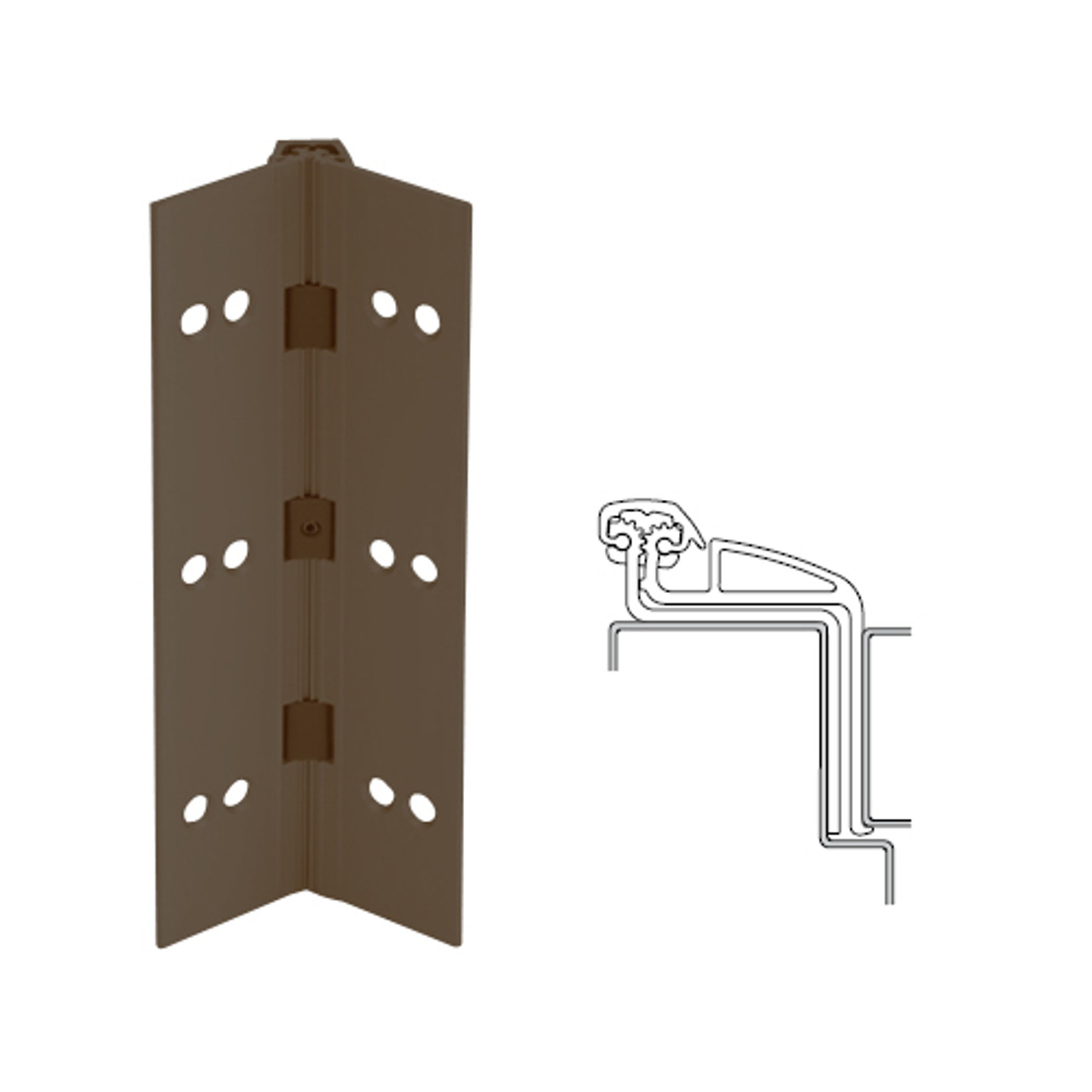 041XY-313AN-120-TFWD IVES Full Mortise Continuous Geared Hinges with Thread Forming Screws in Dark Bronze Anodized