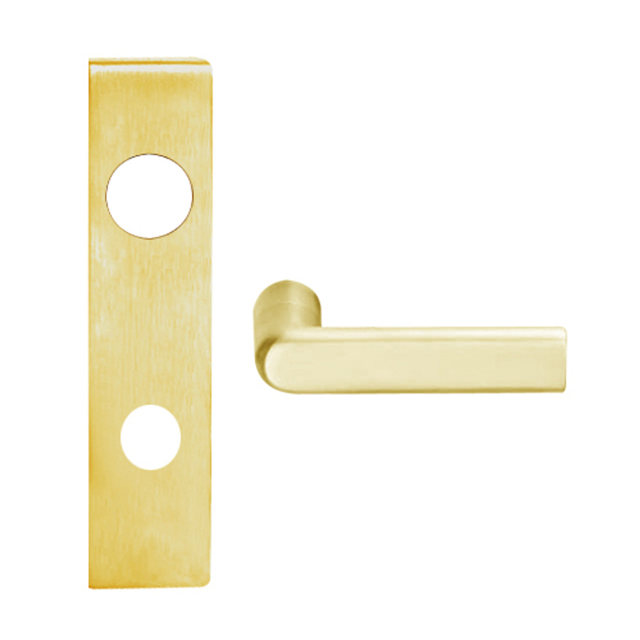 L9050BD-01L-605 Schlage L Series Entrance Commercial Mortise Lock with 01 Cast Lever Design Prepped for SFIC in Bright Brass