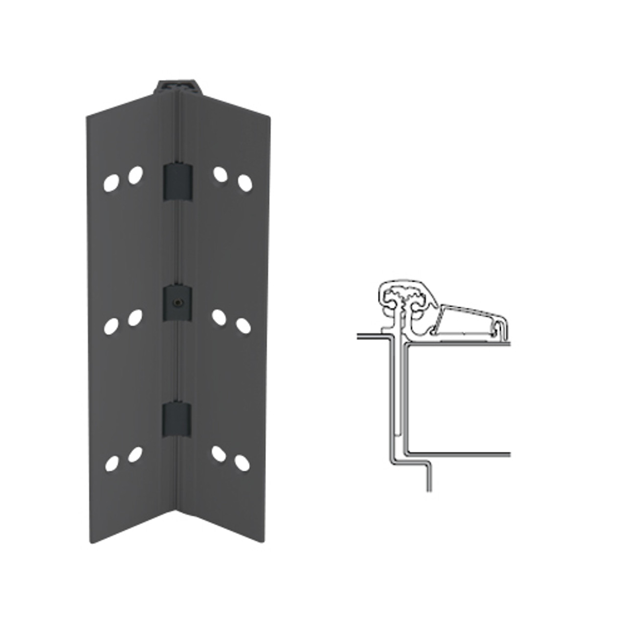 053XY-315AN-120-TFWD IVES Adjustable Half Surface Continuous Geared Hinges with Thread Forming Screws in Anodized Black