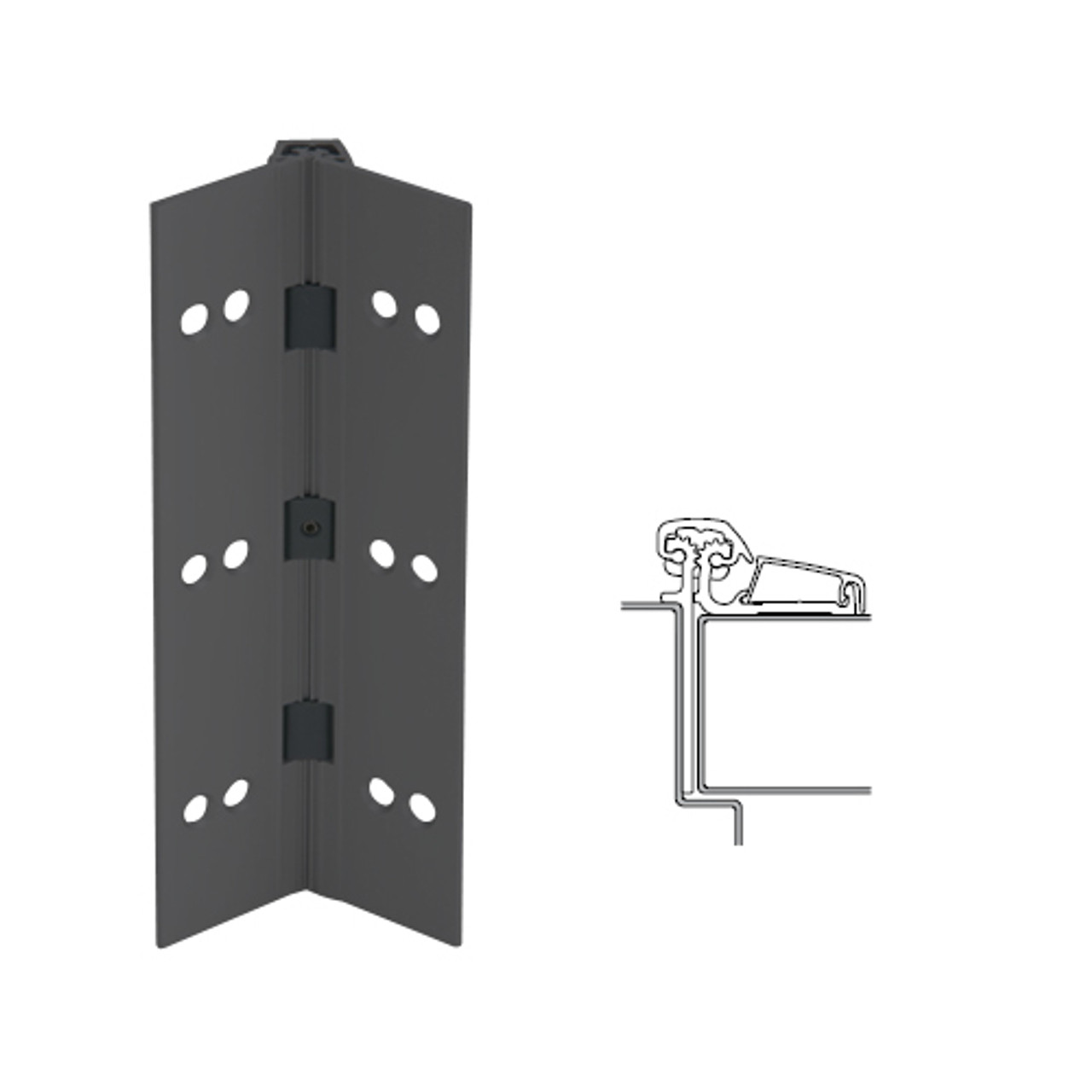 054XY-315AN-85-TFWD IVES Adjustable Half Surface Continuous Geared Hinges with Thread Forming Screws in Anodized Black