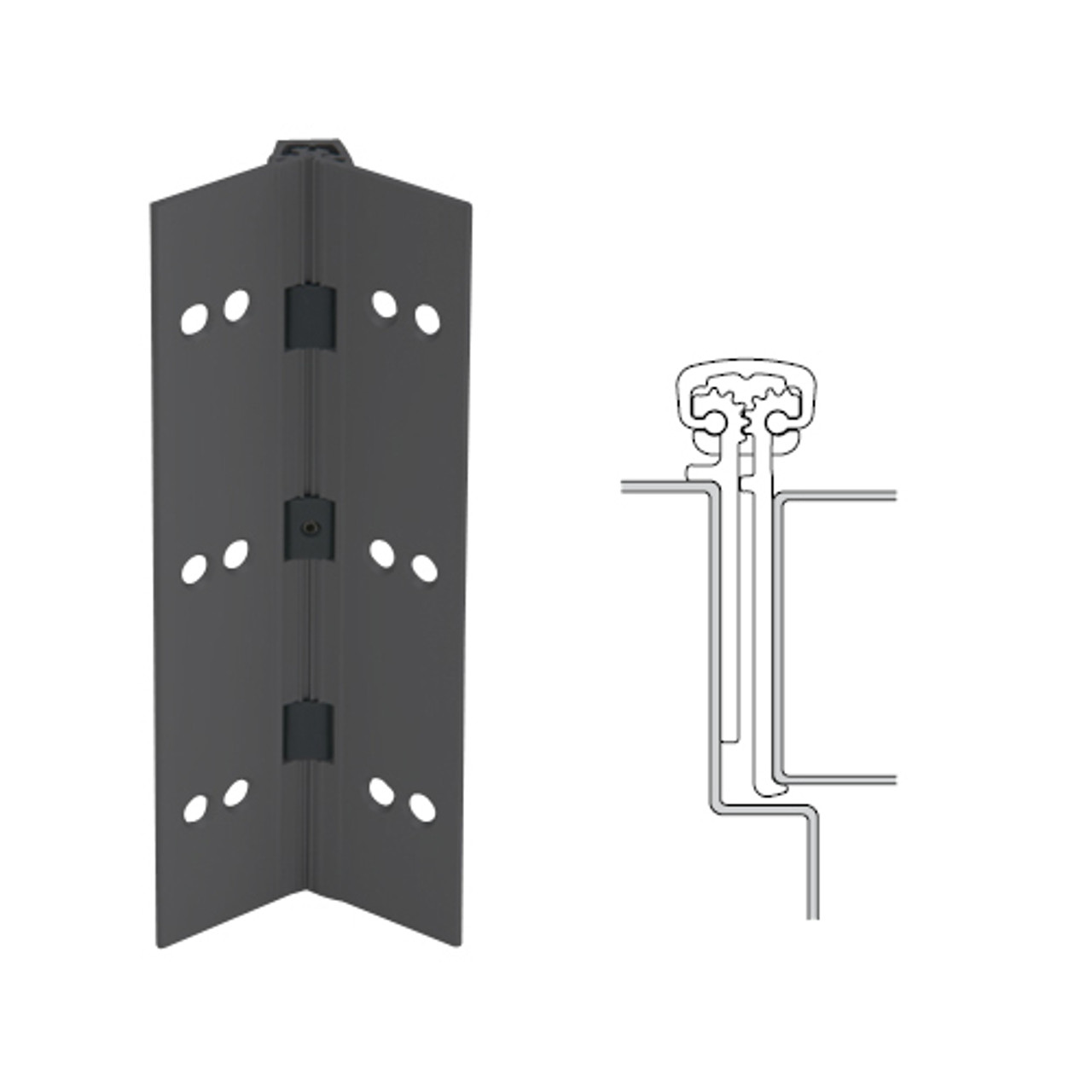 114XY-315AN-95-SECWDWD IVES Full Mortise Continuous Geared Hinges with Security Screws - Hex Pin Drive in Anodized Black