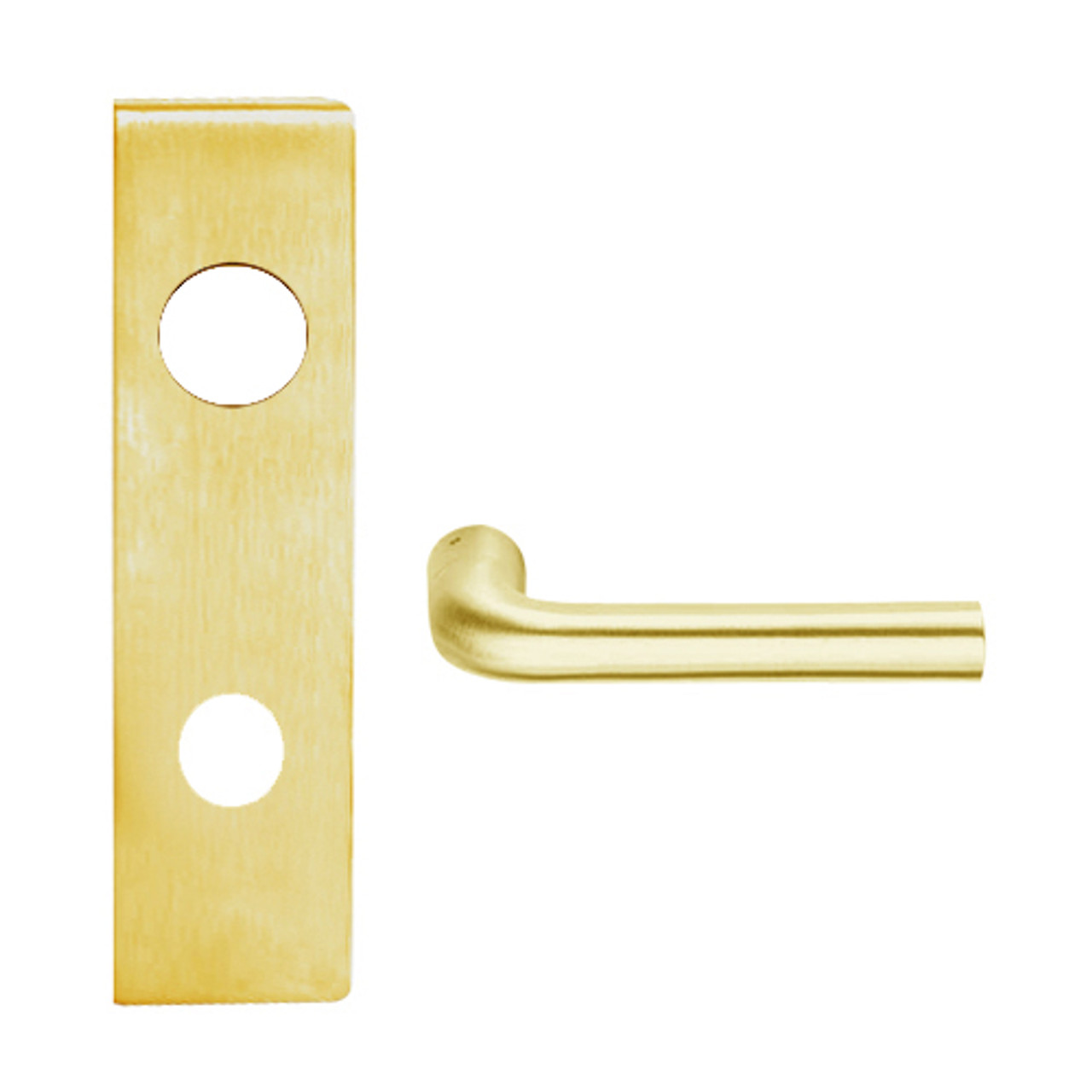 L9070BD-02N-605 Schlage L Series Classroom Commercial Mortise Lock with 02 Cast Lever Design Prepped for SFIC in Bright Brass