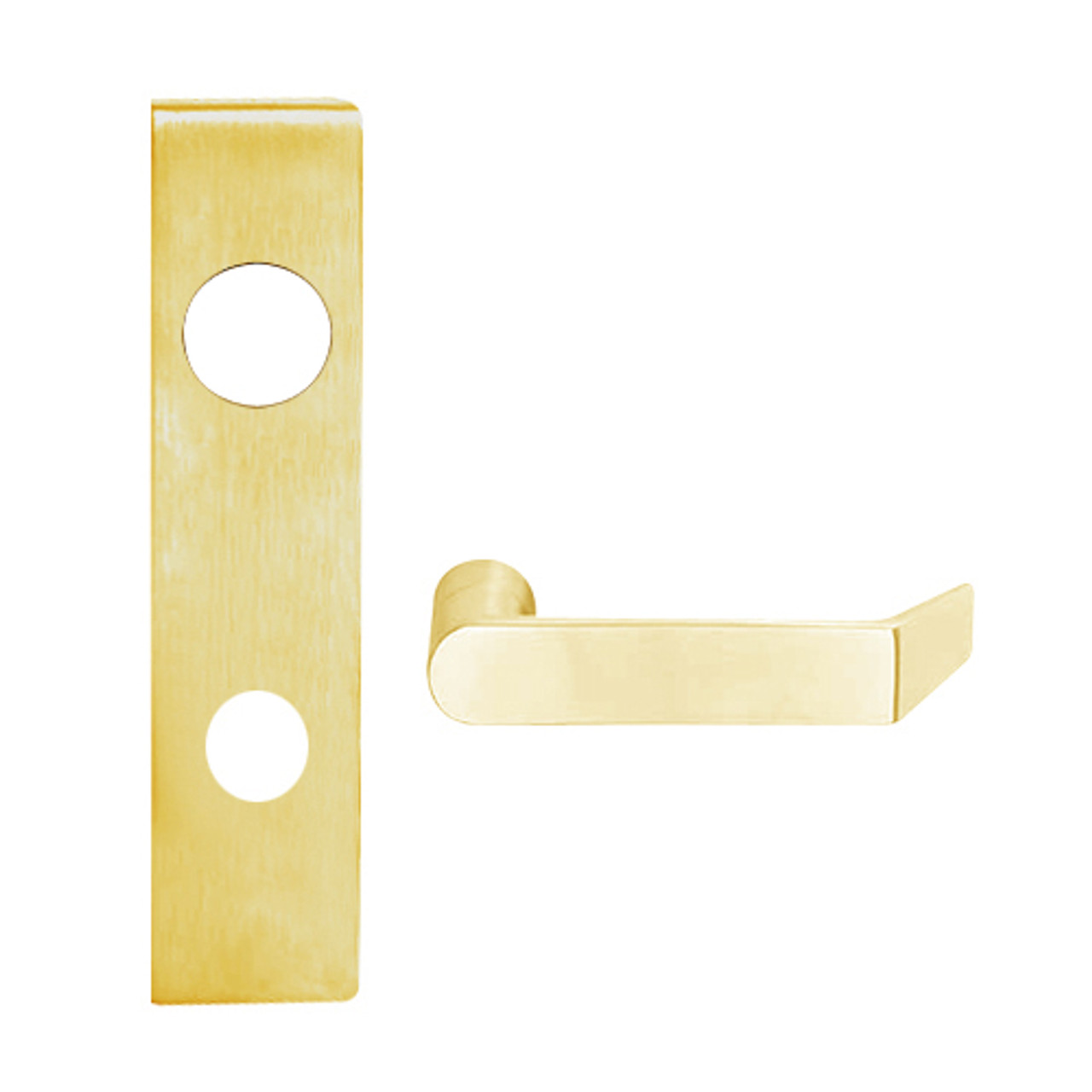 L9070BD-06L-605 Schlage L Series Classroom Commercial Mortise Lock with 06 Cast Lever Design Prepped for SFIC in Bright Brass