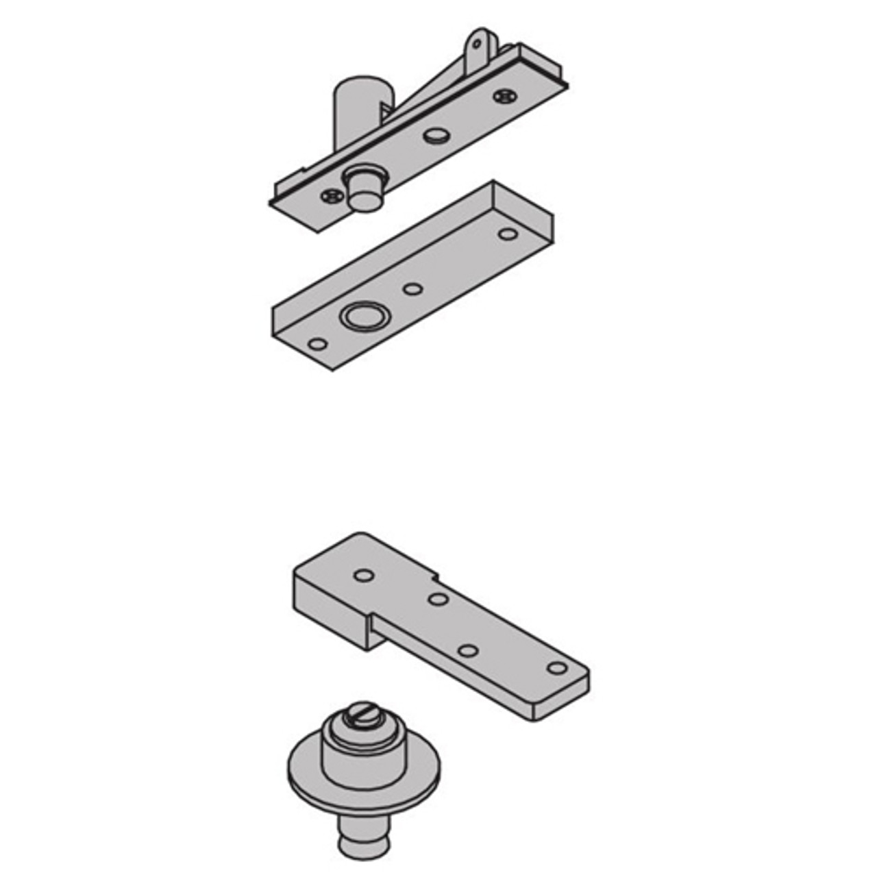 7253-SET-US3 IVES 7253 1-1/2" Center Hung Top & Bottom Pivot in Bright Brass