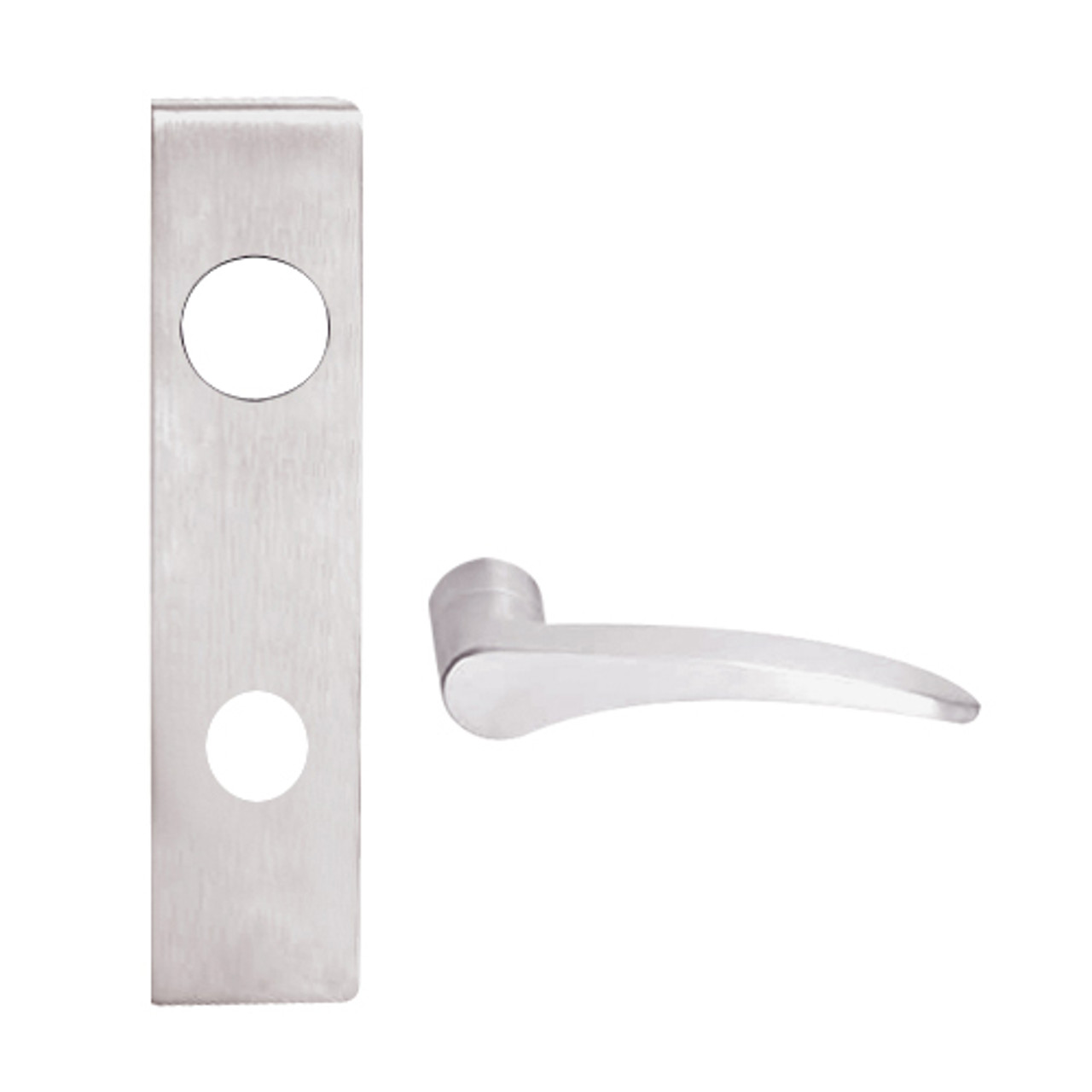 L9080J-12L-629-LH Schlage L Series Storeroom Commercial Mortise Lock with 12 Cast Lever Design Prepped for FSIC in Bright Stainless Steel