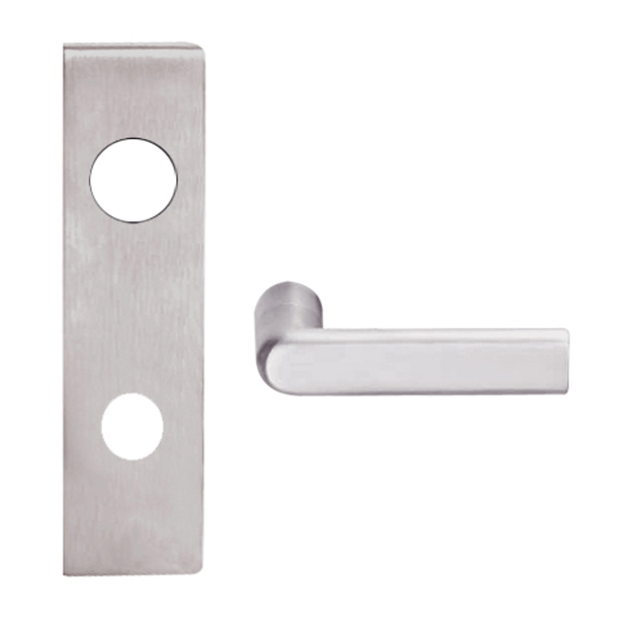 L9480L-01N-630 Schlage L Series Less Cylinder Storeroom with Deadbolt Commercial Mortise Lock with 01 Cast Lever Design in Satin Stainless Steel