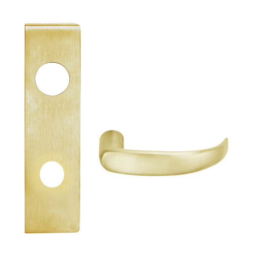 L9480L-17N-606 Schlage L Series Less Cylinder Storeroom with Deadbolt Commercial Mortise Lock with 17 Cast Lever Design in Satin Brass