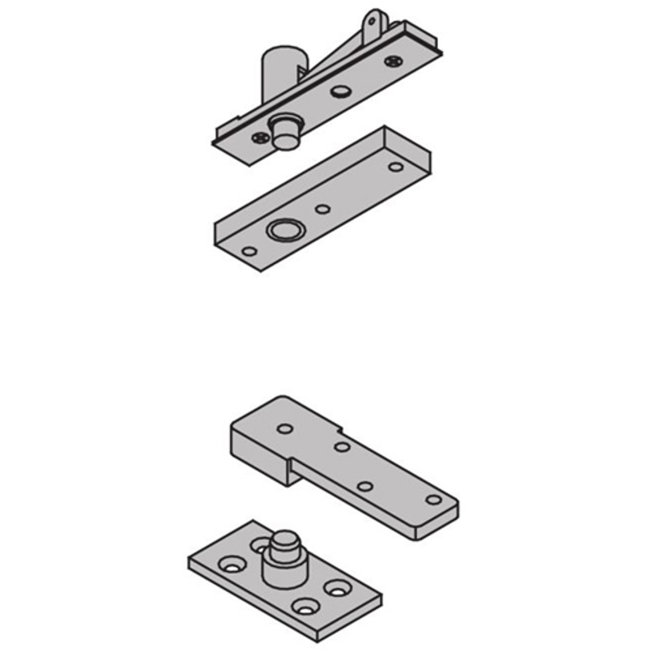 7255-SET-US4 IVES 7255 1-1/2" Center Hung Top & Bottom Pivot in Satin Brass