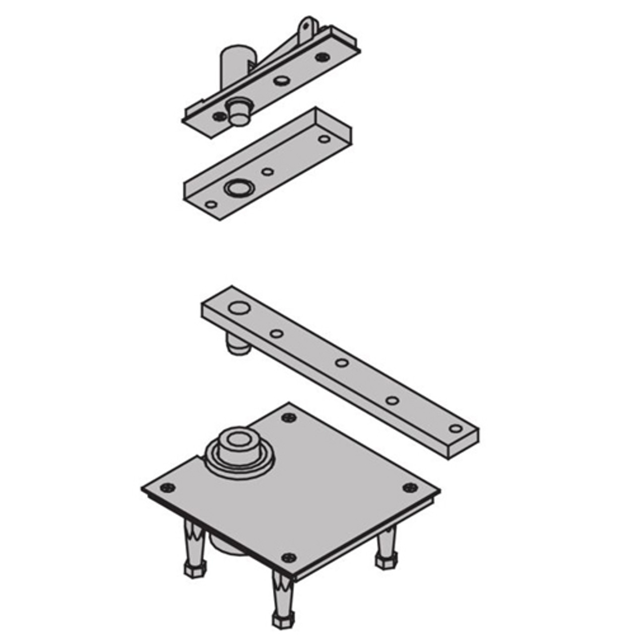 7256-SET-US3 IVES 7256 1-1/2" Center Hung Top & Bottom Pivot in Bright Brass