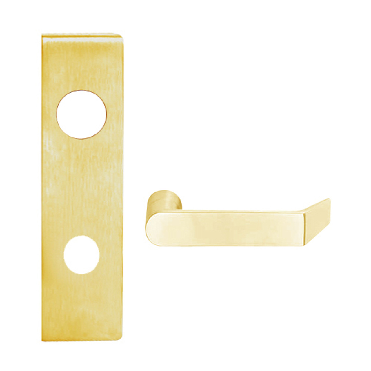 L9082L-06N-605 Schlage L Series Less Cylinder Institution Commercial Mortise Lock with 06 Cast Lever Design in Bright Brass