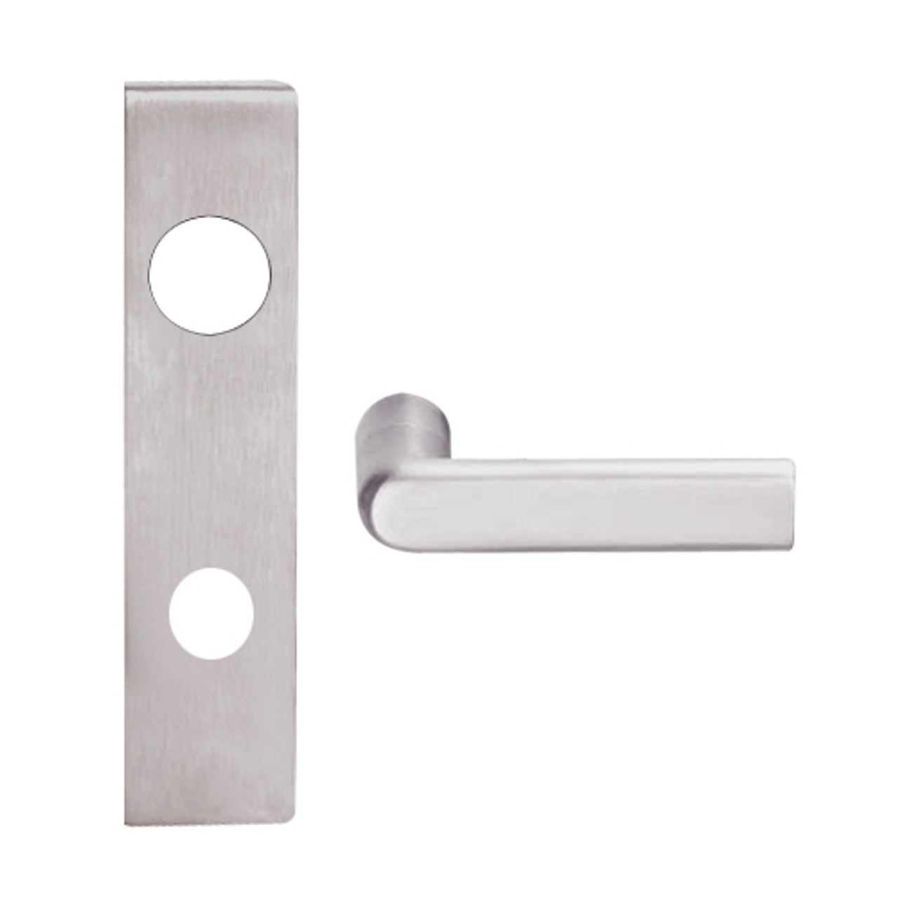 L9082L-01L-630 Schlage L Series Less Cylinder Institution Commercial Mortise Lock with 01 Cast Lever Design in Satin Stainless Steel