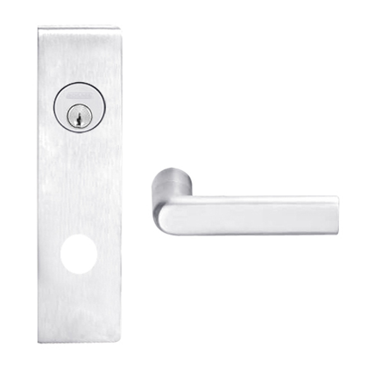 L9082P-01N-625 Schlage L Series Institution Commercial Mortise Lock with 01 Cast Lever Design in Bright Chrome