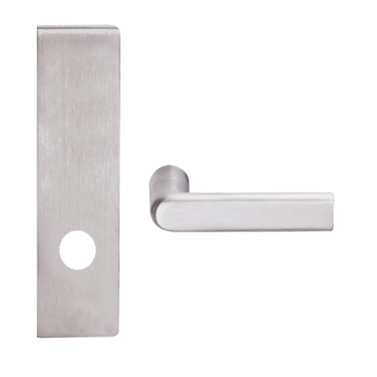 L9025-01N-630 Schlage L Series Exit Commercial Mortise Lock with 01 Cast Lever Design in Satin Stainless Steel