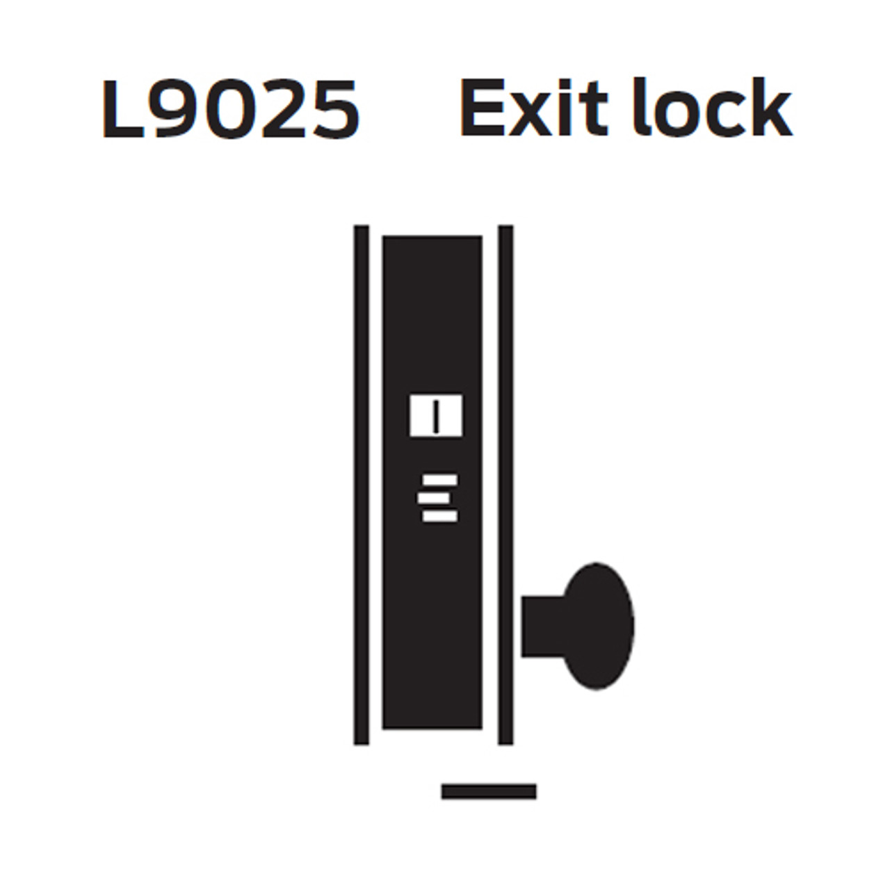 L9025-02N-626 Schlage L Series Exit Commercial Mortise Lock with 02 Cast Lever Design in Satin Chrome