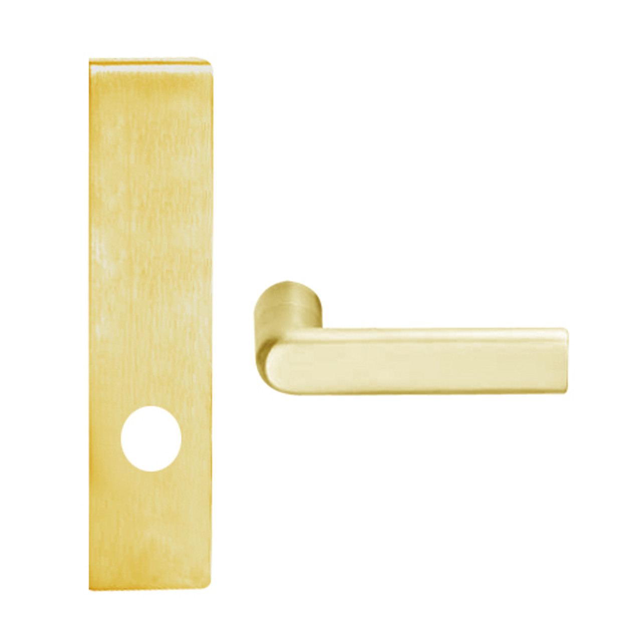 L9025-01L-605 Schlage L Series Exit Commercial Mortise Lock with 01 Cast Lever Design in Bright Brass