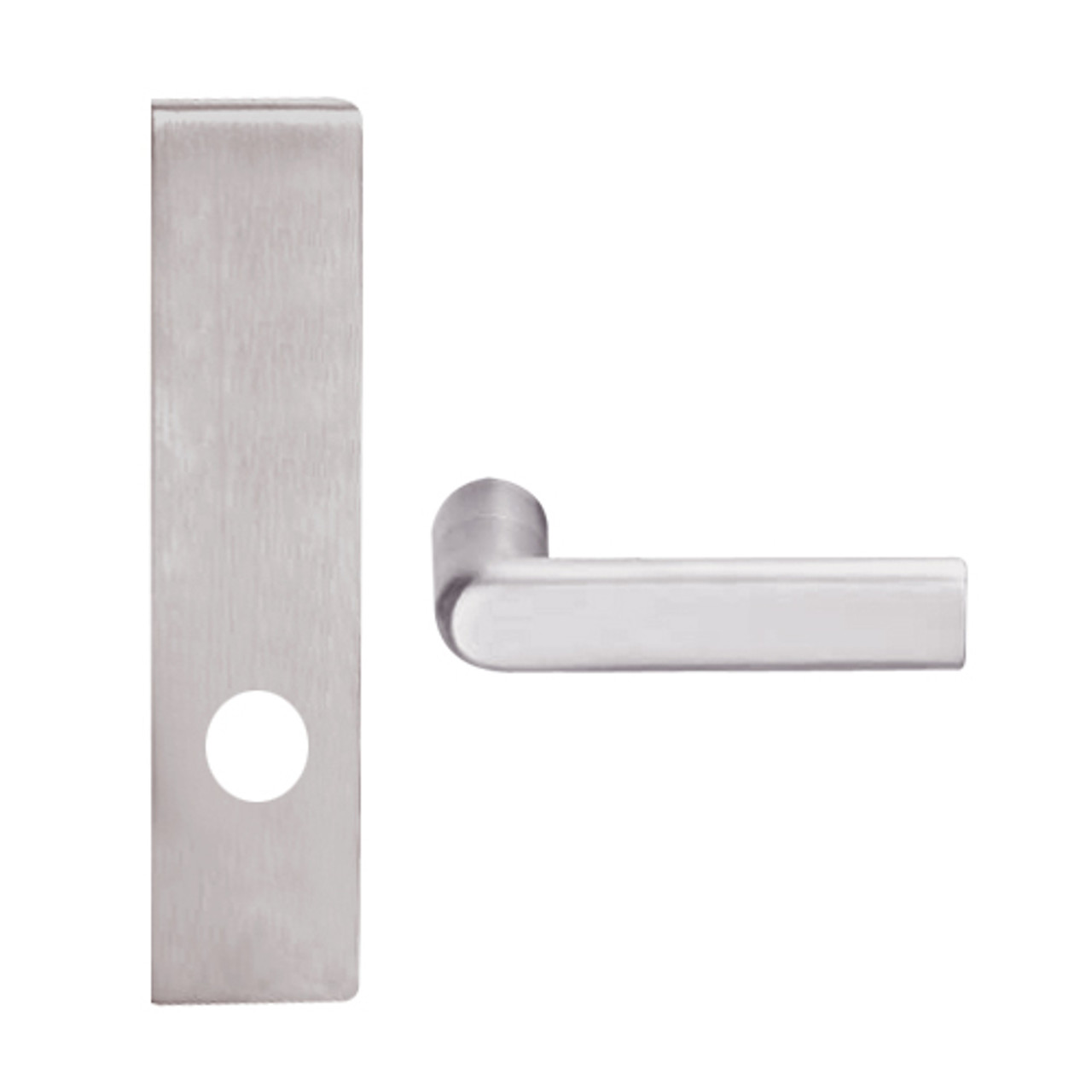 L9025-01L-630 Schlage L Series Exit Commercial Mortise Lock with 01 Cast Lever Design in Satin Stainless Steel