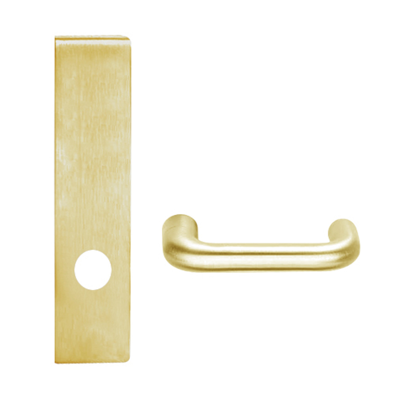 L9025-03L-606 Schlage L Series Exit Commercial Mortise Lock with 03 Cast Lever Design in Satin Brass