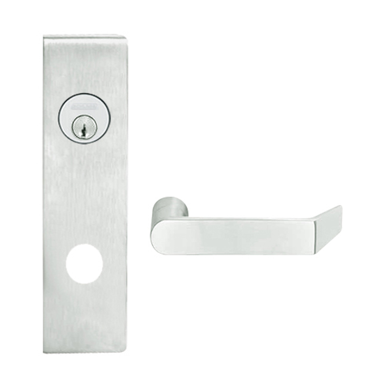 L9026P-06N-619 Schlage L Series Exit Lock with Cylinder Commercial Mortise Lock with 06 Cast Lever Design in Satin Nickel