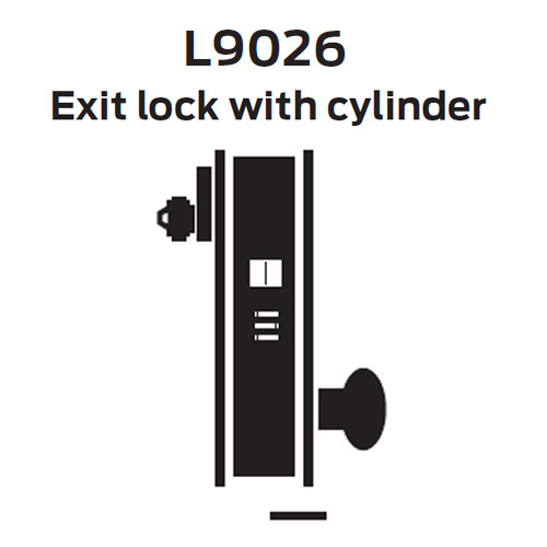 L9026P-07N-626, Schlage Exit with Cylinder, Mortise Lock, 07 Lever, N Escutcheon, Satin Chrome Finish