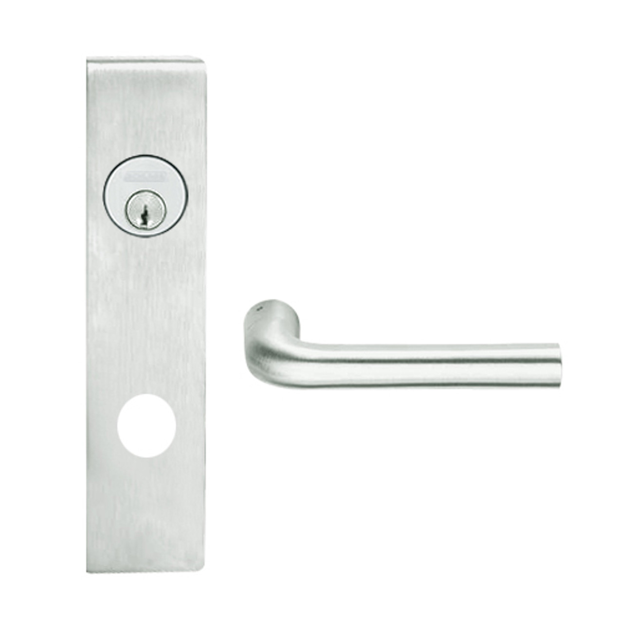 L9026P-02L-619 Schlage L Series Exit Lock with Cylinder Commercial Mortise Lock with 02 Cast Lever Design in Satin Nickel