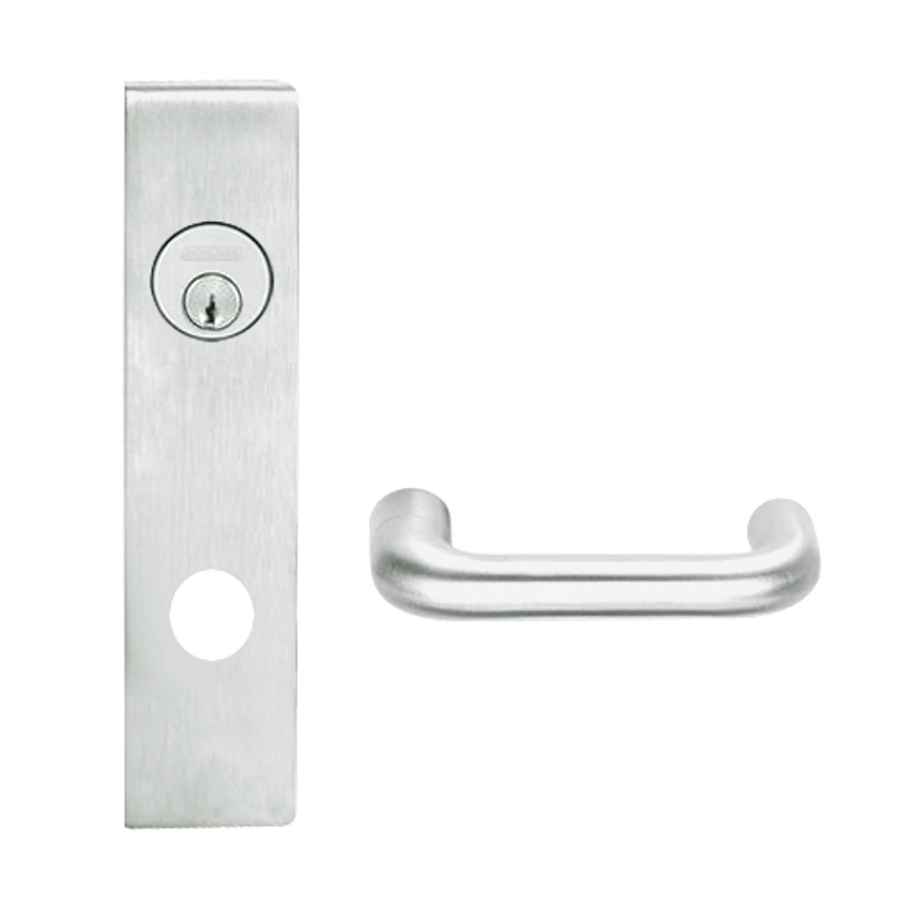 L9026P-03L-619 Schlage L Series Exit Lock with Cylinder Commercial Mortise Lock with 03 Cast Lever Design in Satin Nickel