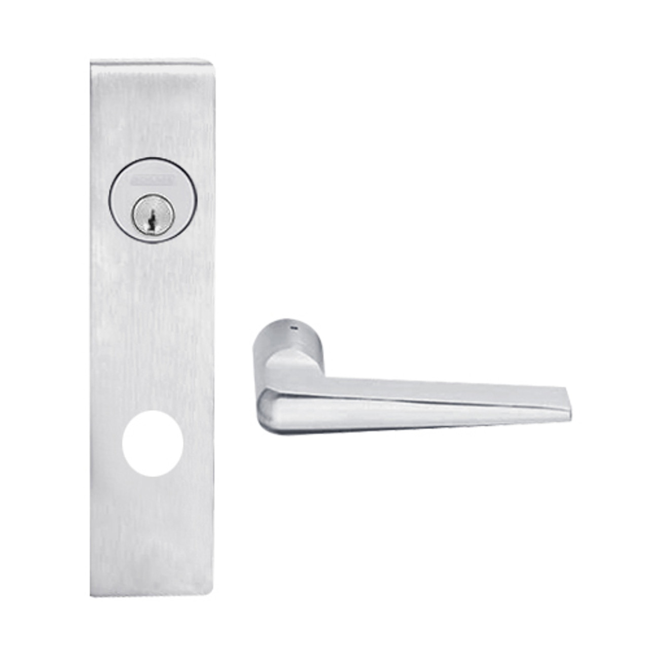 L9026P-05L-626 Schlage L Series Exit Lock with Cylinder Commercial Mortise Lock with 05 Cast Lever Design in Satin Chrome