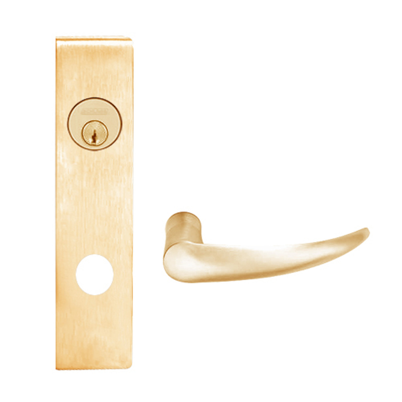 L9026P-OME-L-612 Schlage L Series Exit Lock with Cylinder Commercial Mortise Lock with Omega Lever Design in Satin Bronze