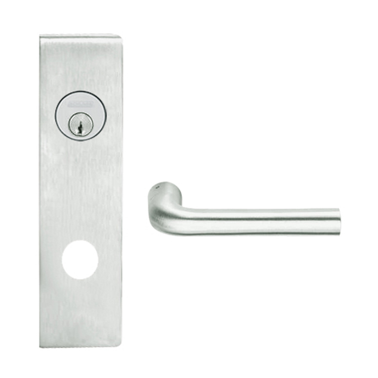 L9026L-02N-619 Schlage L Series Less Cylinder Exit Lock with Cylinder Commercial Mortise Lock with 02 Cast Lever Design in Satin Nickel