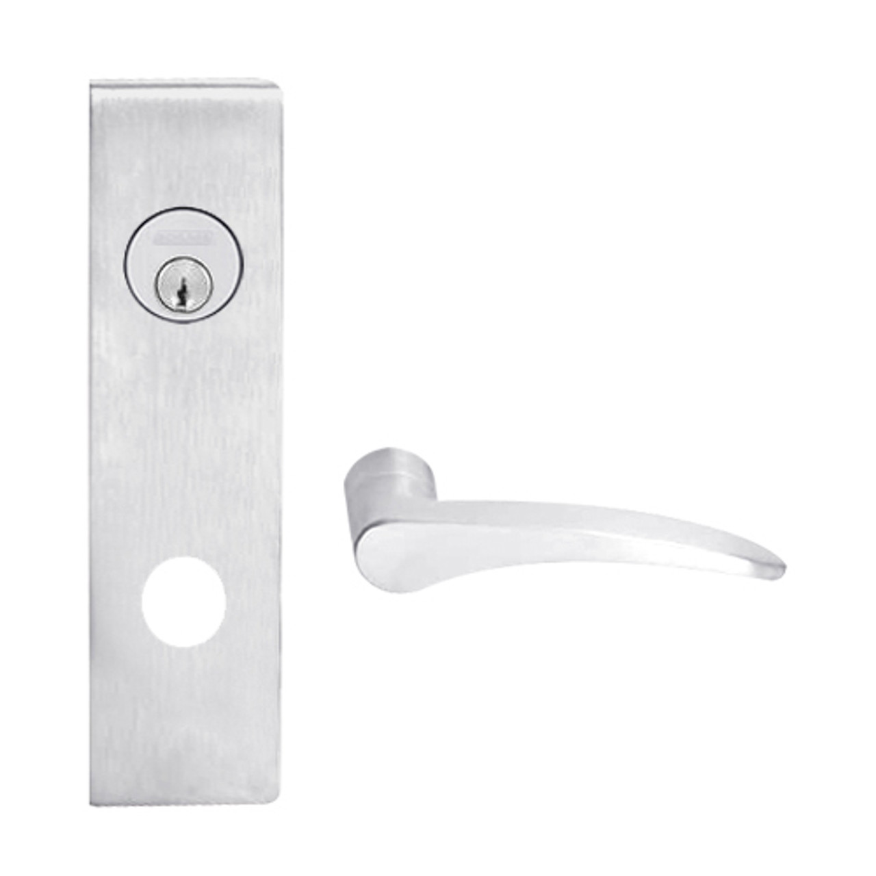 L9026L-12N-626-LH Schlage L Series Less Cylinder Exit Lock with Cylinder Commercial Mortise Lock with 12 Cast Lever Design in Satin Chrome