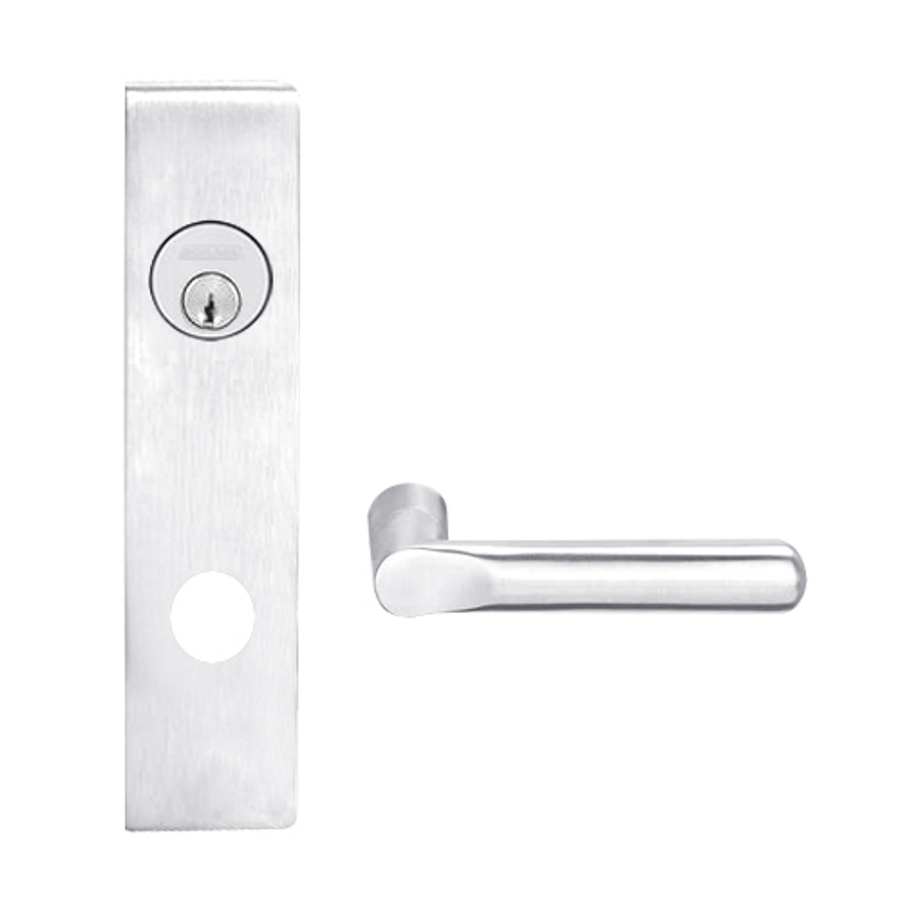 L9026L-18L-625 Schlage L Series Less Cylinder Exit Lock with Cylinder Commercial Mortise Lock with 18 Cast Lever Design in Bright Chrome
